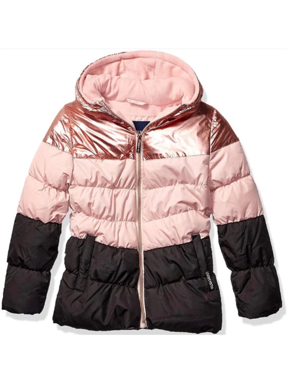 Limited Too Girls Chevron Puffer Hooded Jacket 2T Pink, Rose Gold, and Black